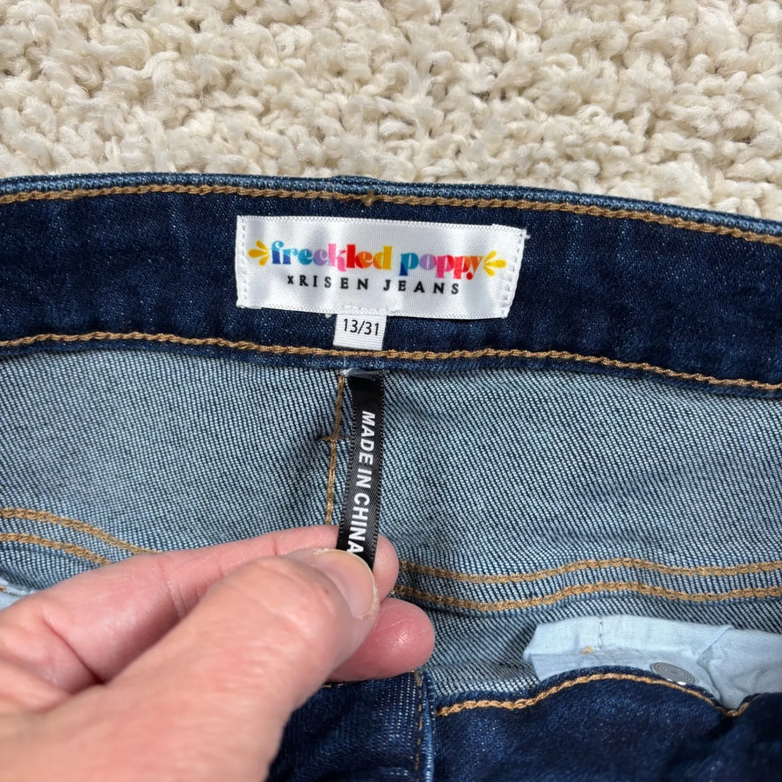 Freckled Poppy x Risen Jeans Womens Dark Wash Flare Jeans Size 13/31 Blue - Image 4