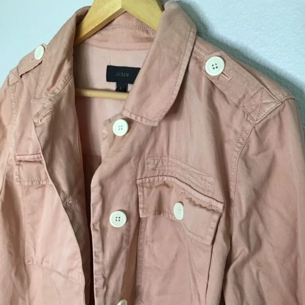 J. Crew Safari Shirt Jacket Size Small Oversized Pink Military Utility G0219 - Image 8
