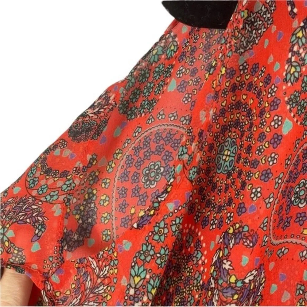 Harlowe & Graham Orange Paisley Blouse Size Medium - Image 4