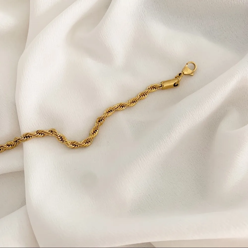 Gold Rope Chain bracelet 4mm Tan - Image 4