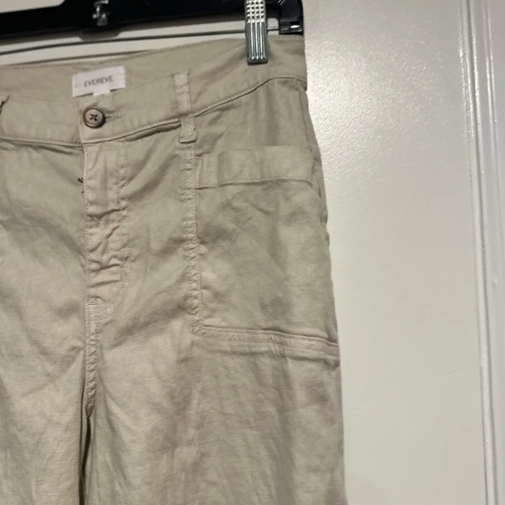 Evereve Women’s Sz: 27 Cream Tan  Wide Leg Linen Blend Pant. Patch Pocket. - Image 11