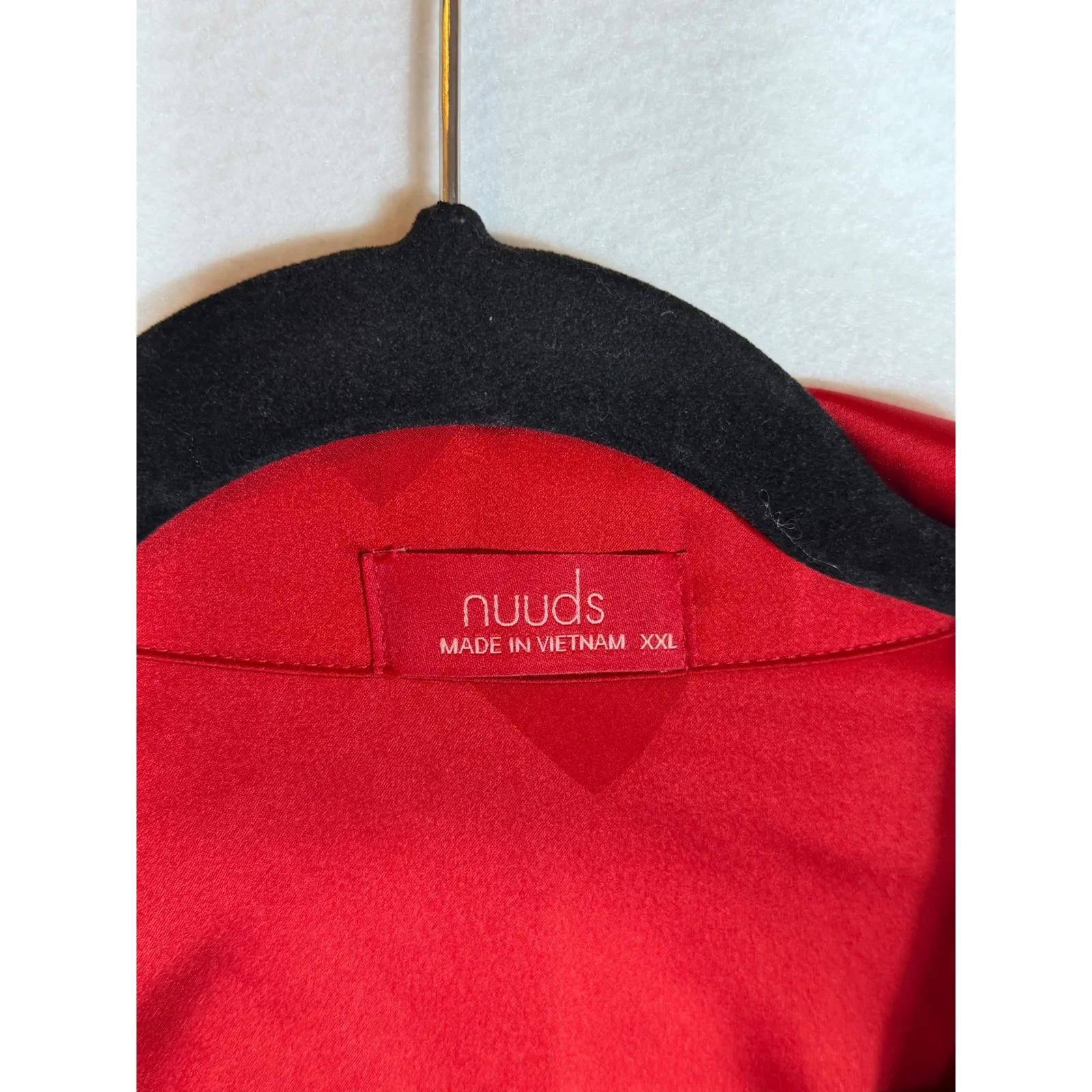 Nuuds Red Heart Print Satin Pajama Set Women's XXL Button Up Top Shorts - Image 3