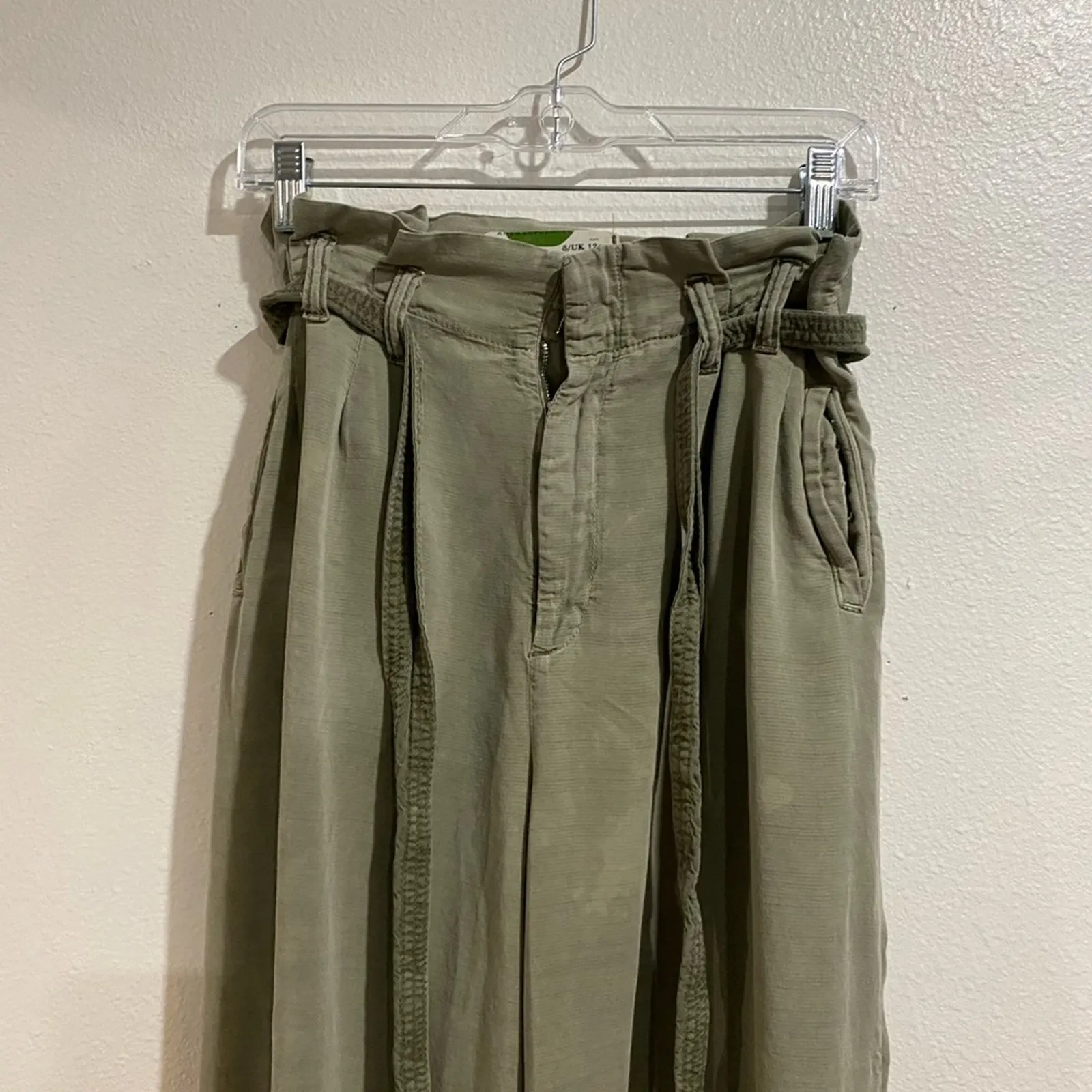 By Anthropologie Green Blythe Wide Leg Crop Pants Sz 8 - Image 3