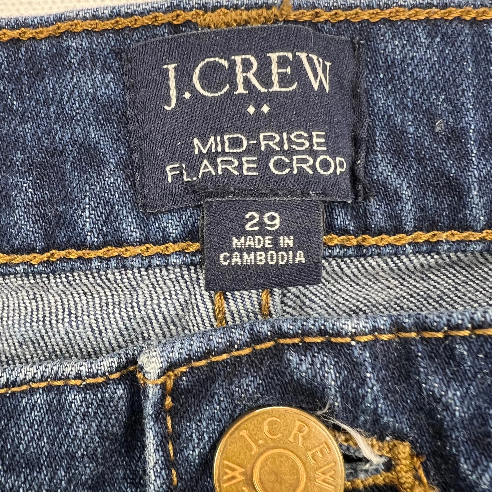 J. Crew Factory Mid Rise Flare Crop Button Fly Dark Wash Jeans Size 29 - Image 6