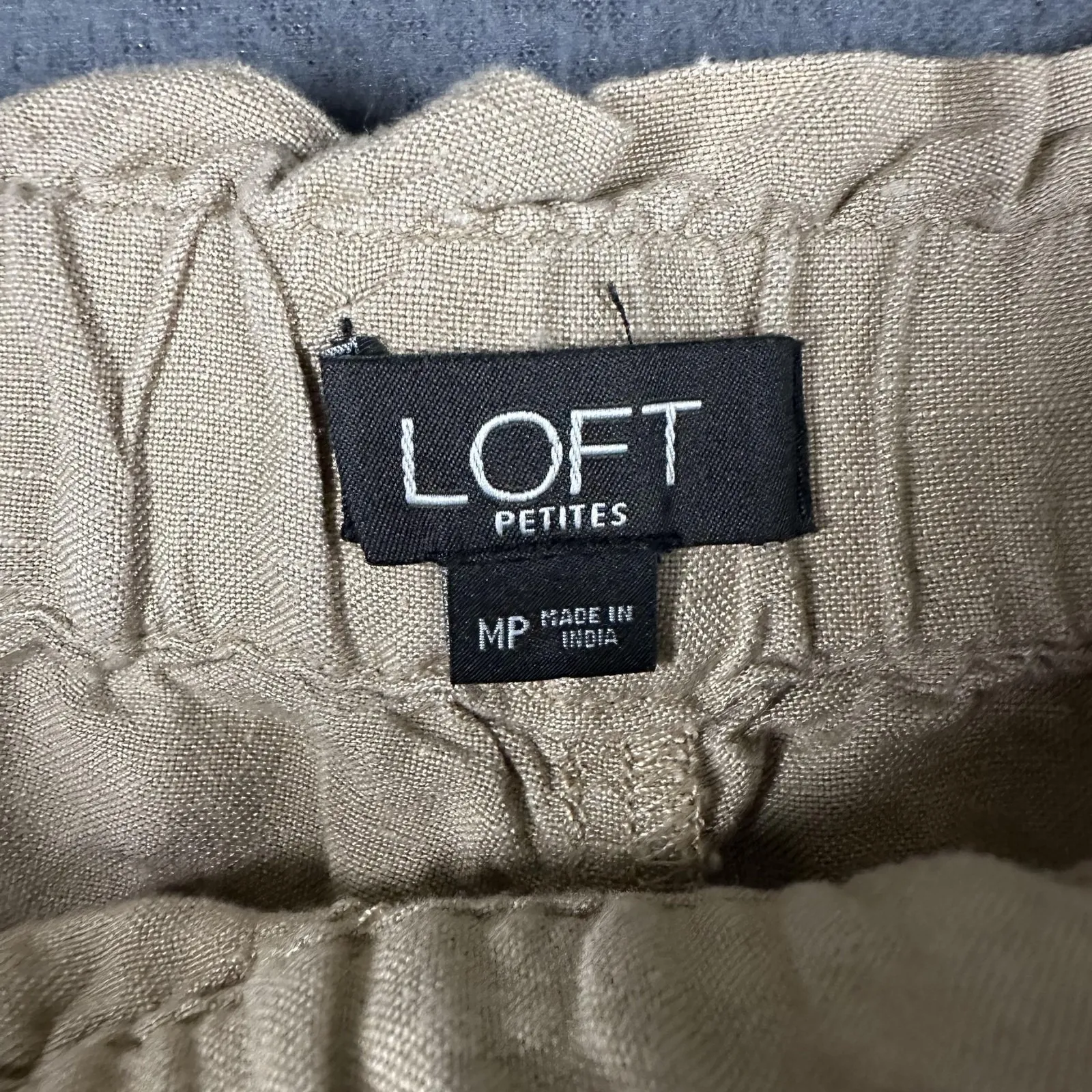 LOFT Paperbag Shorts Womens MP Beige Linen Blend Ruffle Waist Pull On Casual - Image 5