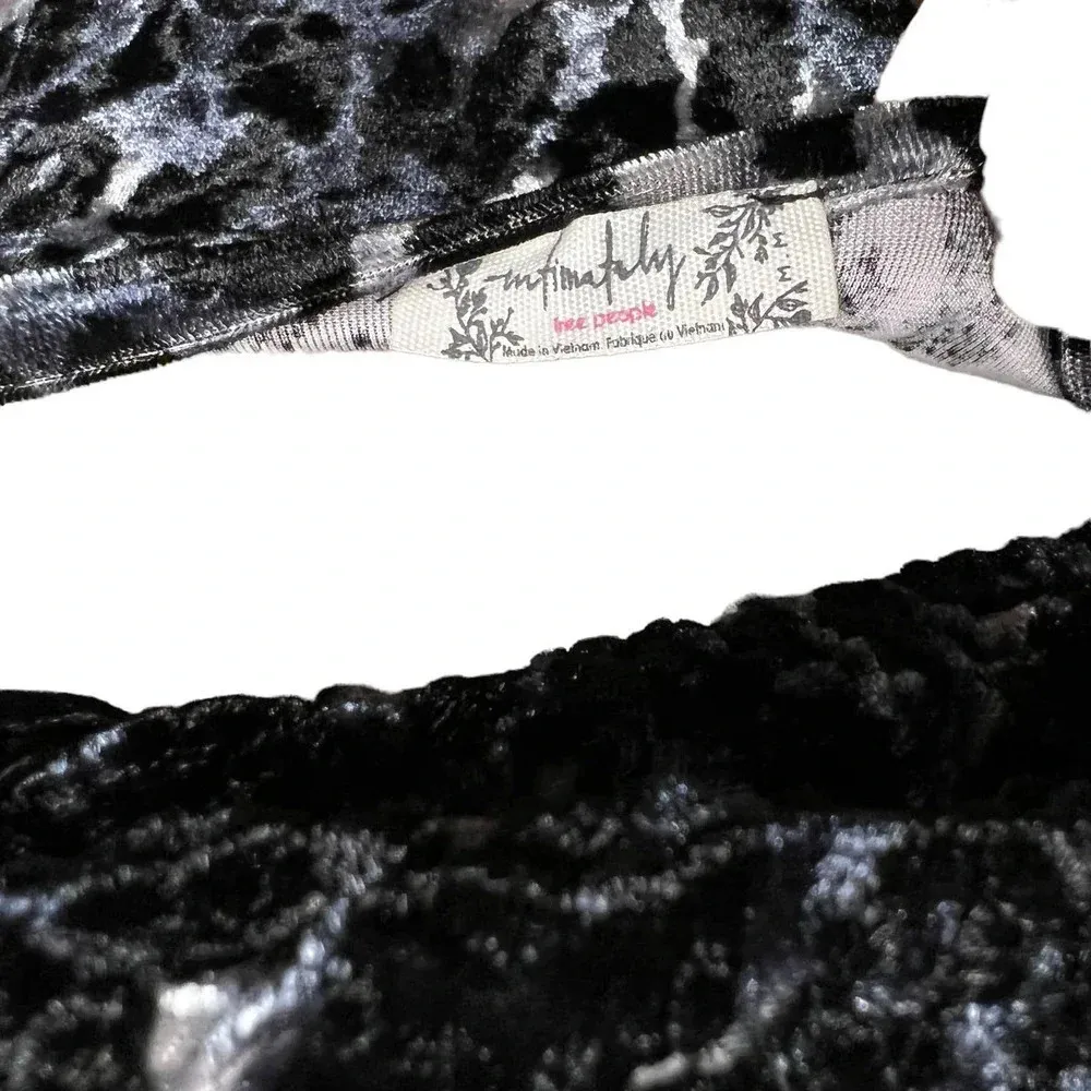 Free People Virgo Moon Velvet‎ Slip Minidress Gray Black Leopard Size Medium - Image 12