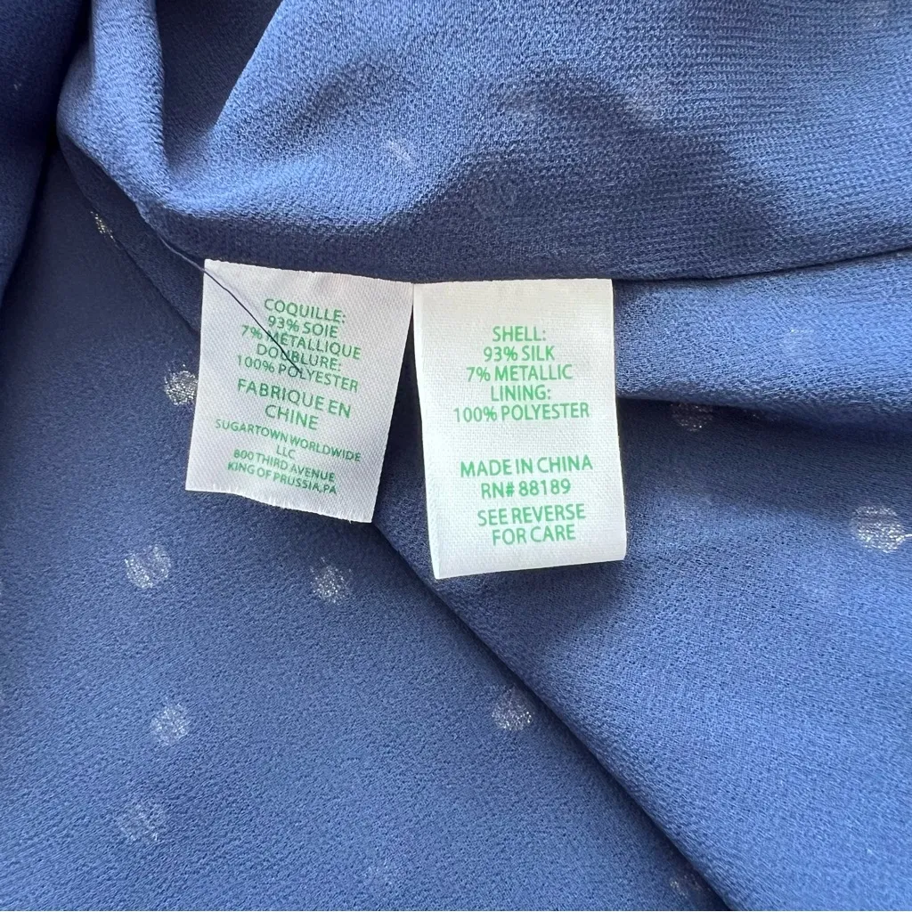 Lilly Pulitzer Giana silk blouse navy and gold metallic polka dot‎ - Image 6