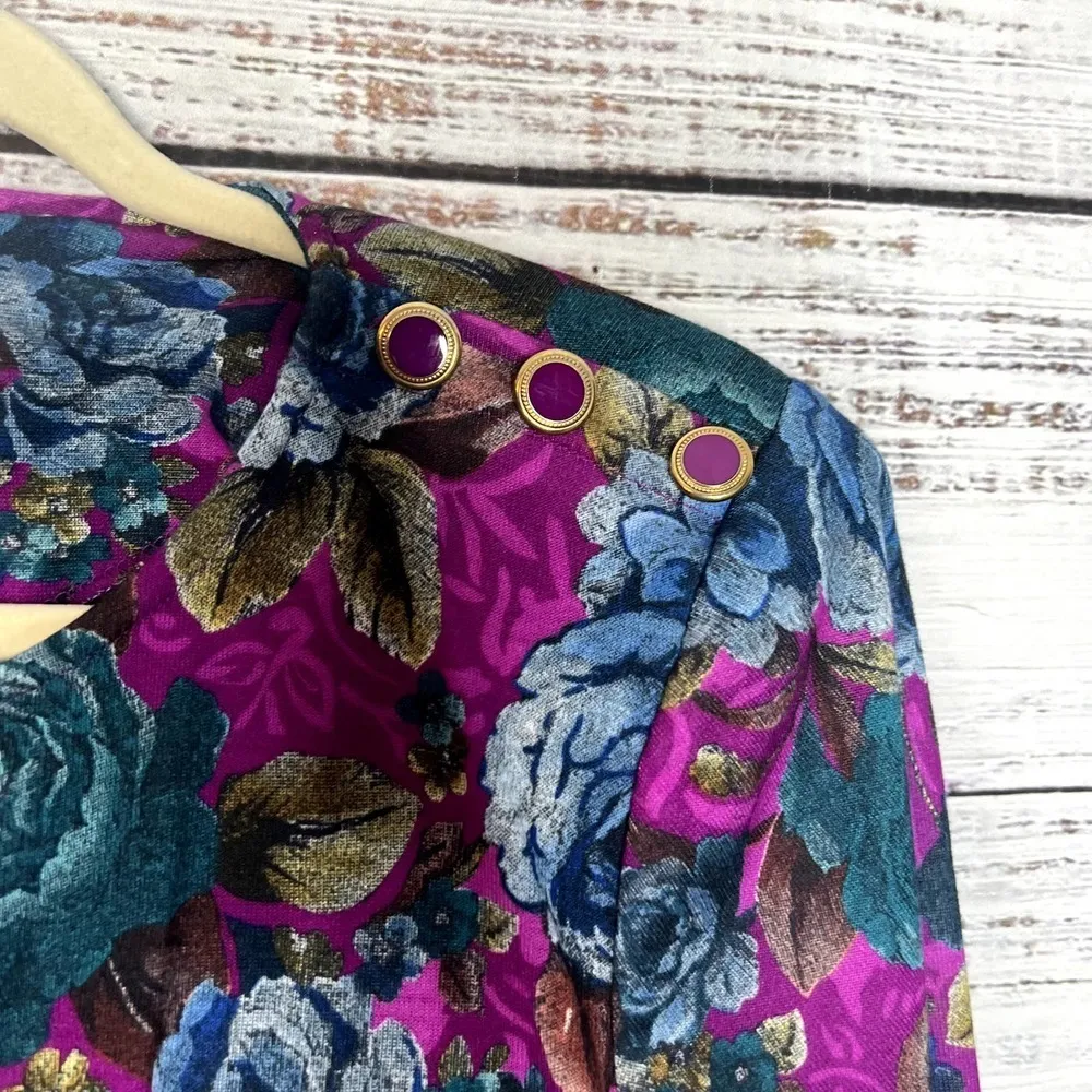 Vintage Stuart Alan Cottage Core Floral Dress Prairie Pleated NWT Deadstock 8 Purple - Image 6