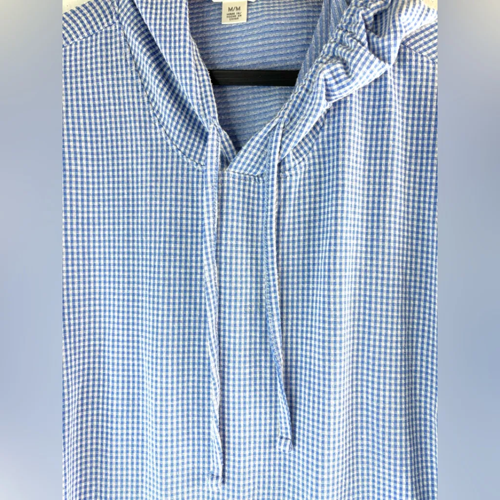 Weatherproof Vintage M Blue Micro Checked Pullover Hoodie - Image 4