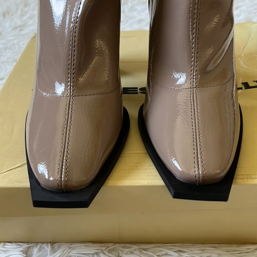 Princess Polly Women’s Valencia Taupe Crinkle Heeled boots size 8 - Image 6