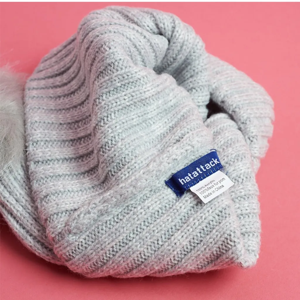 Hat Attack Lightweight Ribbed Hat With Faux Fur Pom - Image 3