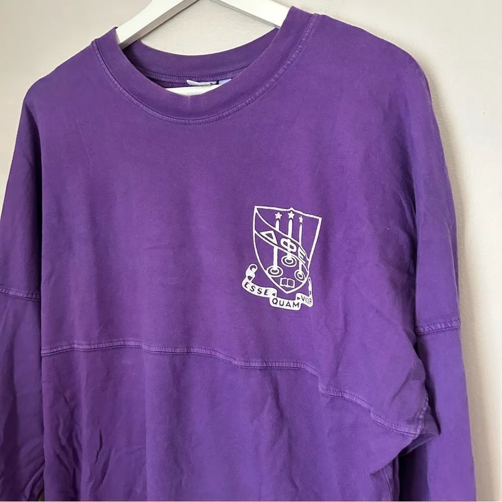 Delta Phi Epsilon Spirit Jersey Purple DPhiE Long Sleeve Tee Venley Casual Cute Purple Size M - Image 4