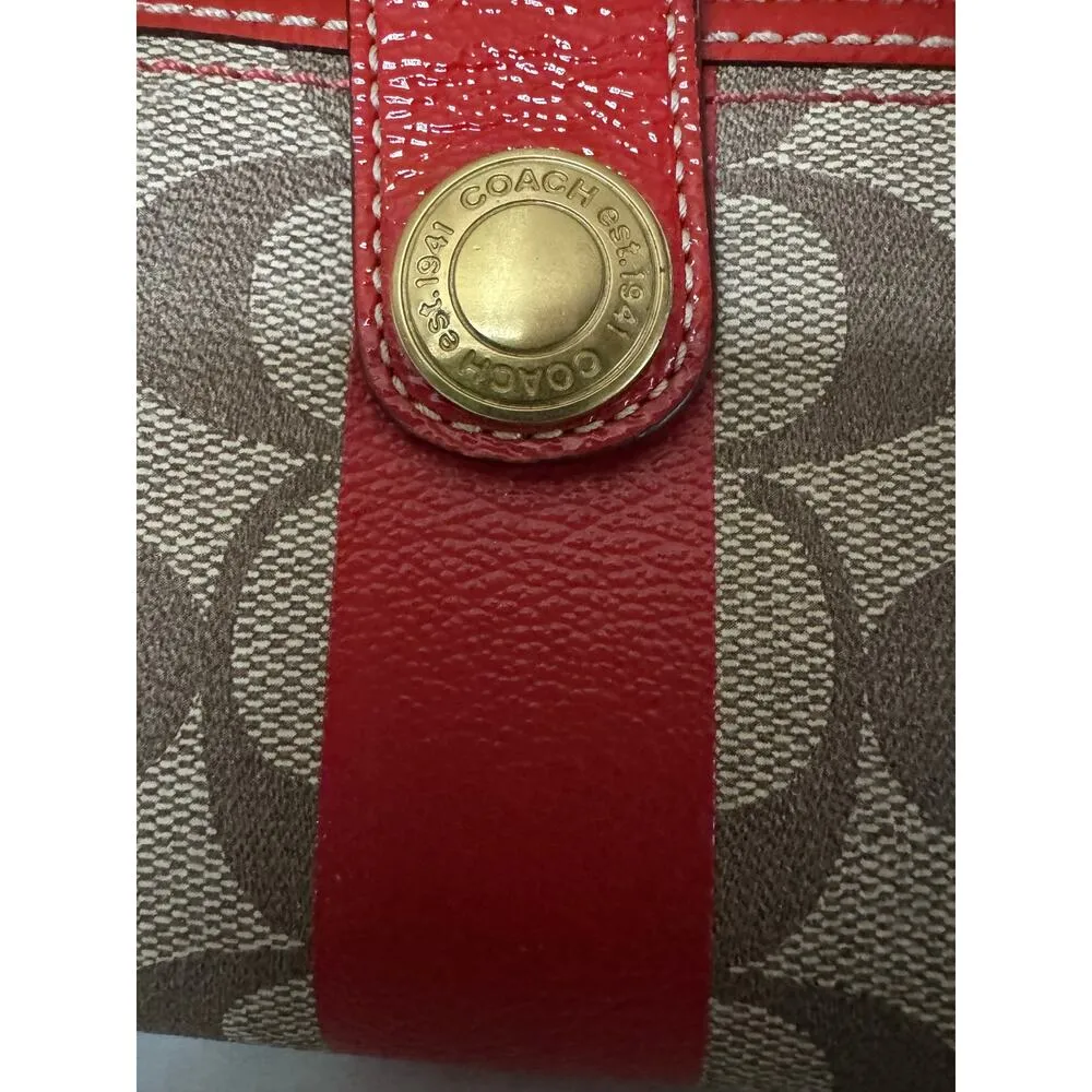 Vintage  Heritage Stripe wallet with red leather trim & brass logo - Image 14