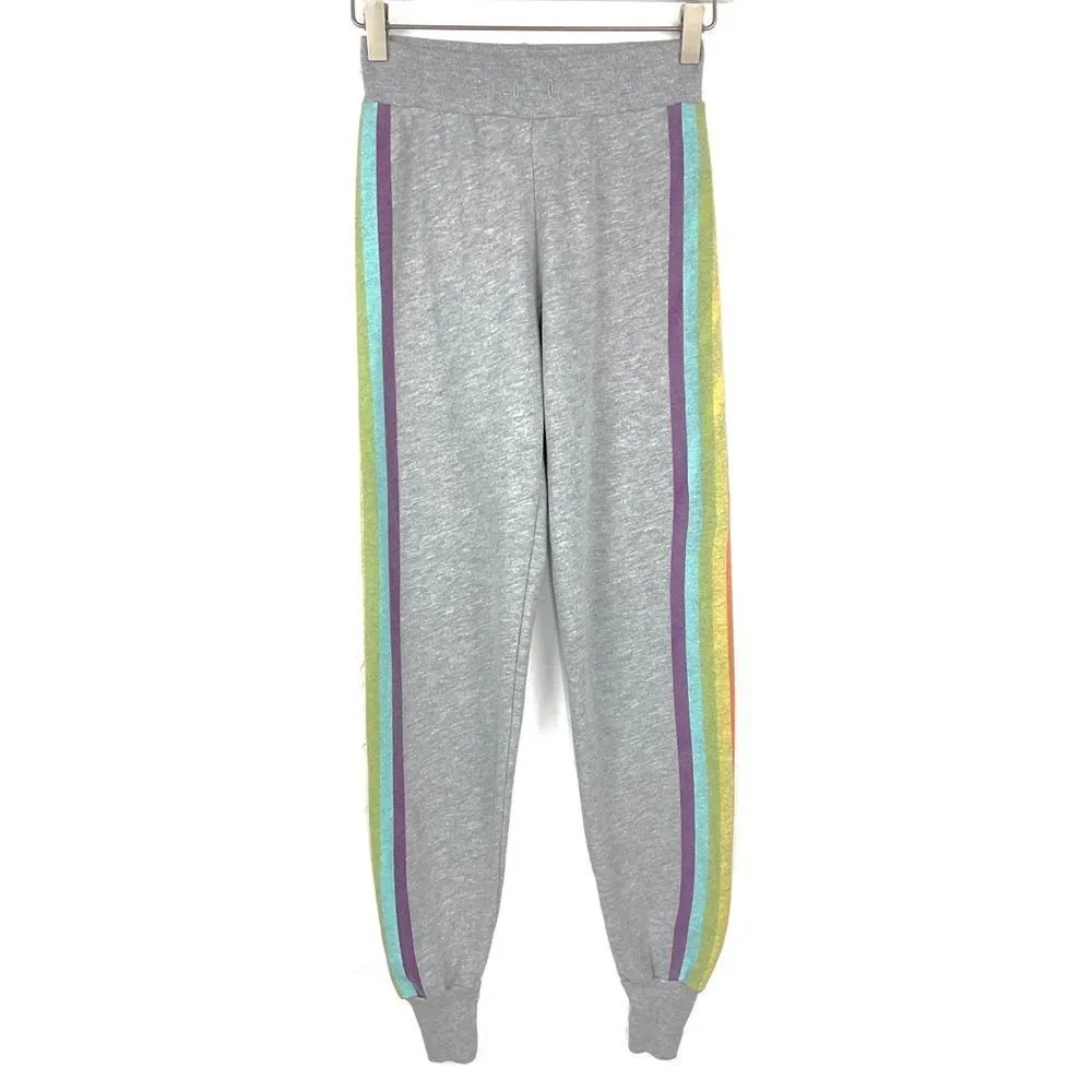 Wildfox  Gray Rainbow Stripe Ankle Joggers XS NWOT - Image 6