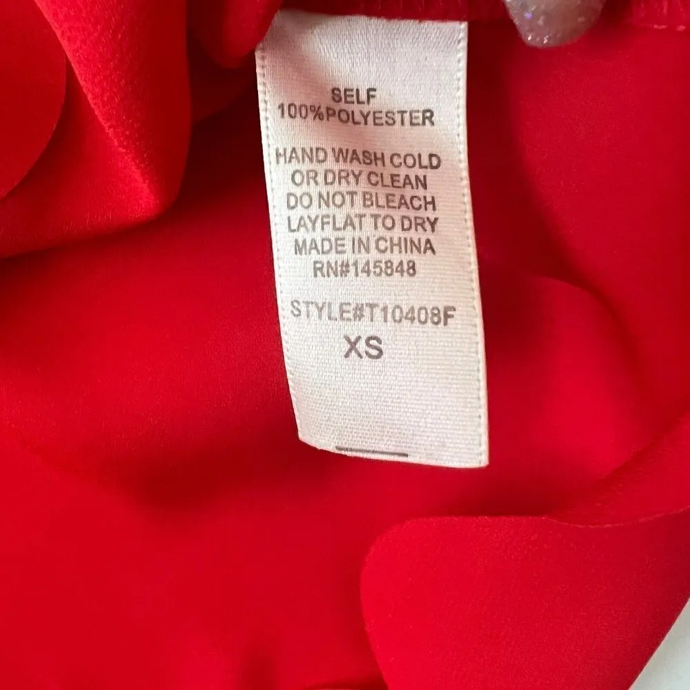 Anthropologie Everly Scallop blouse Top off shoulder Red XSMAL NWOT - Image 7