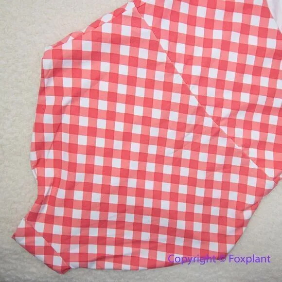 ONIA NEW Raquel Barbiecore pink gingham check raquel one piece swimsuit, size M - Image 12