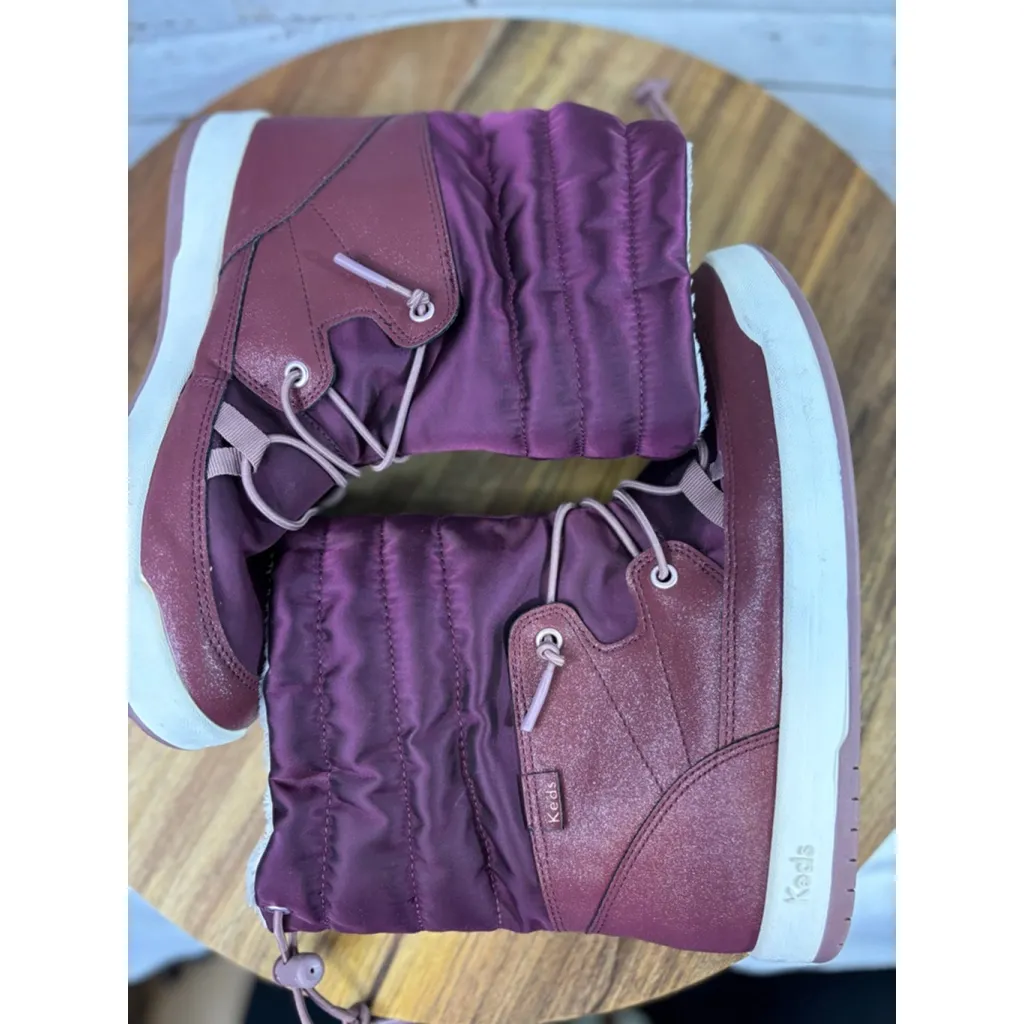 Women's Keds Burgundy Winter & Rain Boots 7.5 with White Soles - Image 8