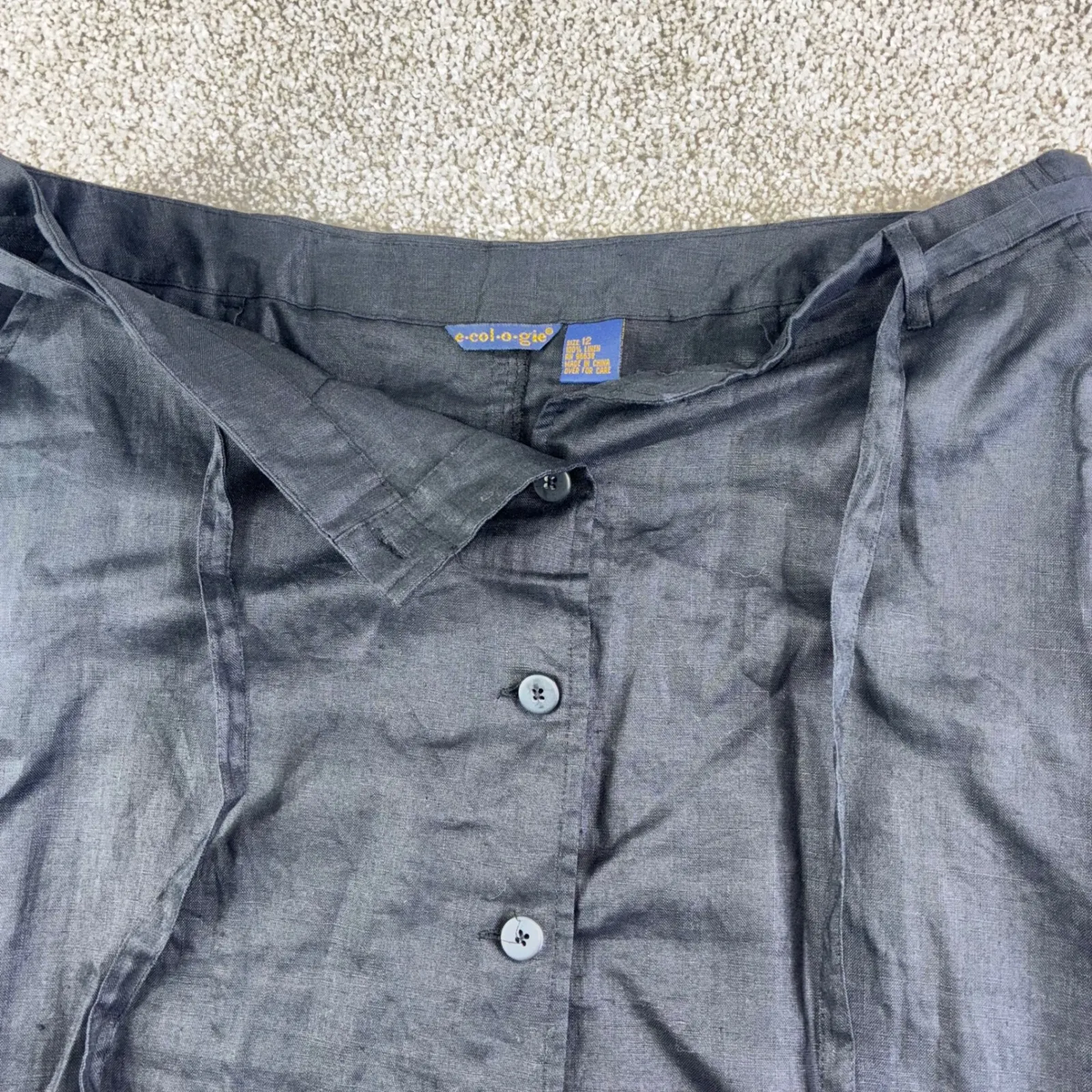 Ecologie Womens 12 Skirt Black Maxi Button Front Tie Waist Linen Luxury Career Size M - Image 2