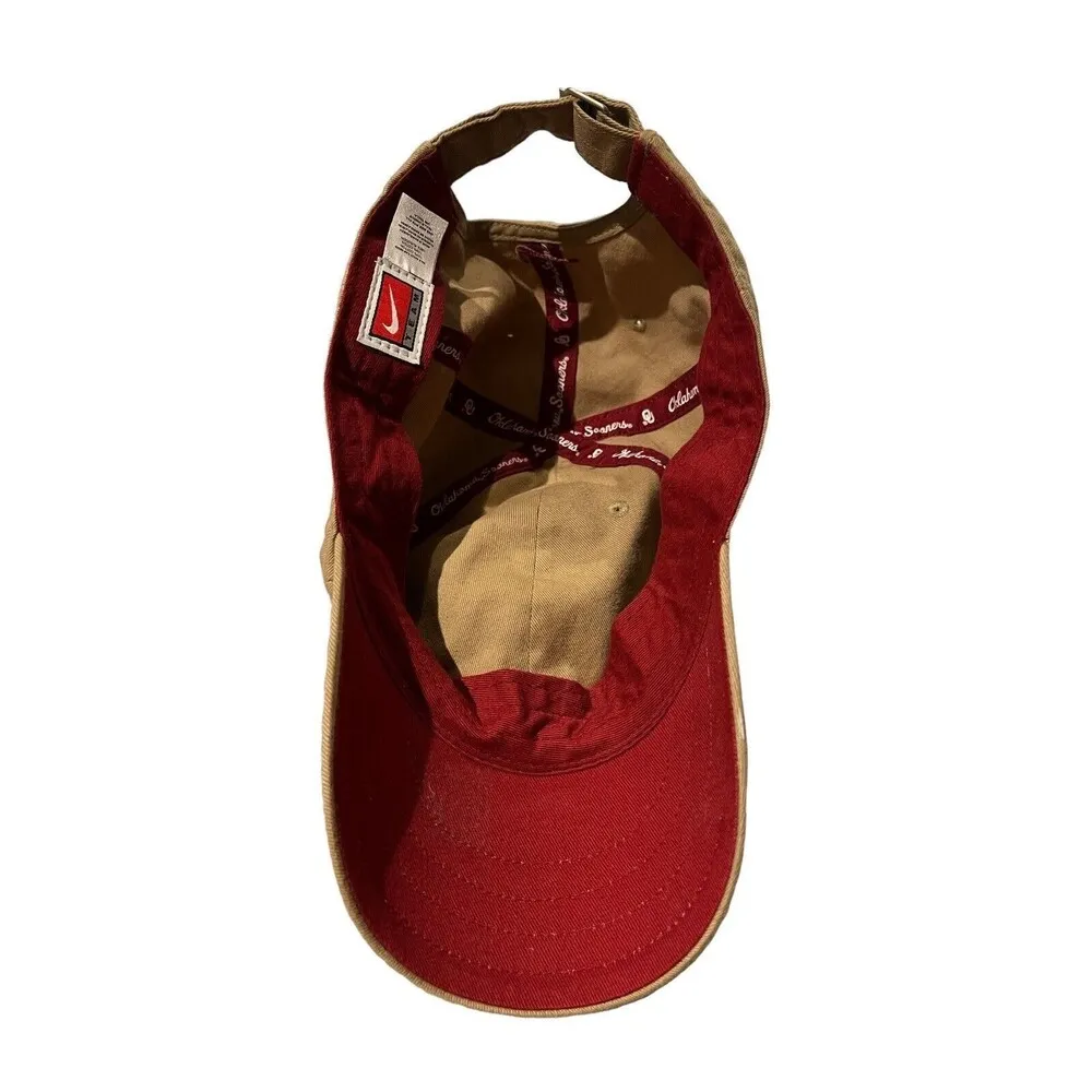 nike team Oklahoma University Sooner adjustable bucklestrap brown hat - Image 4