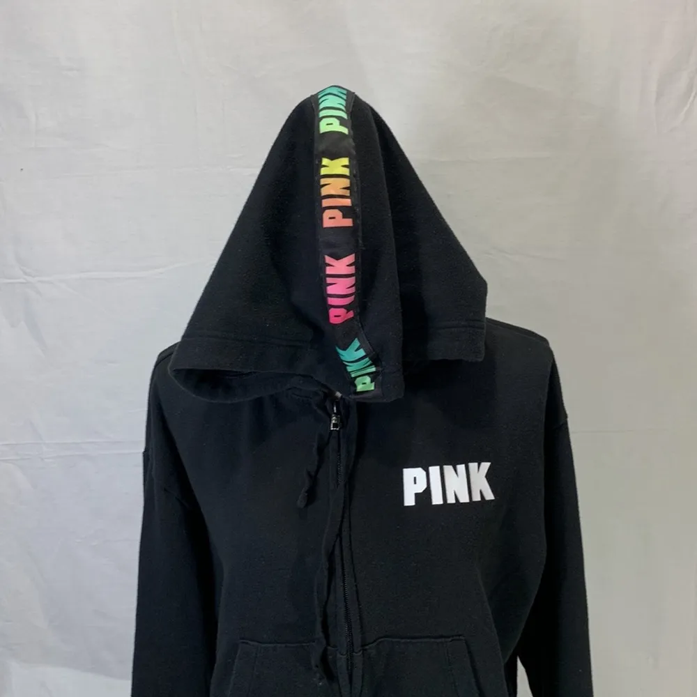 PINK Victoria’s Secret Full Zip Cropped Hoodie Black Size M - Image 6