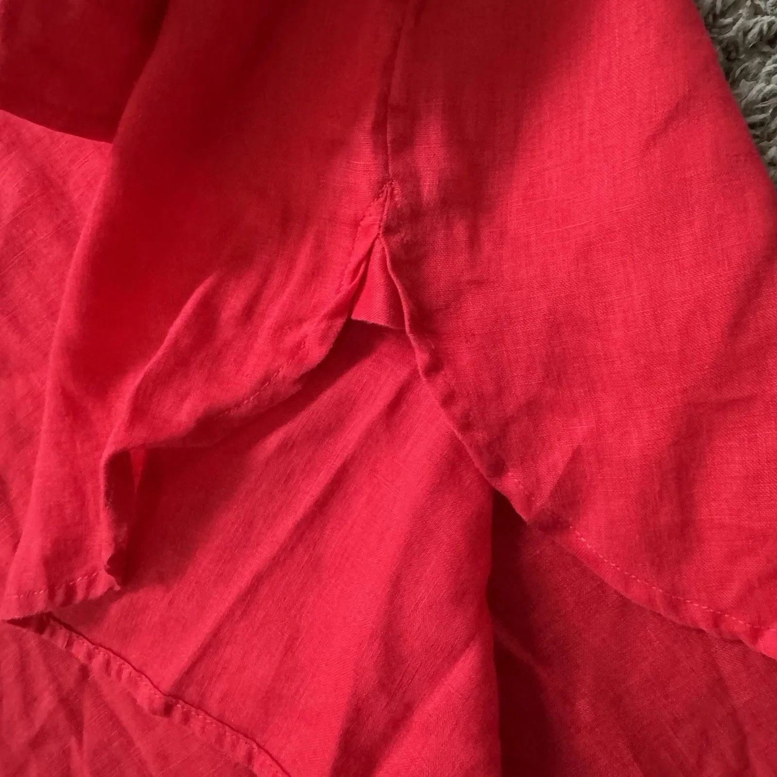 J. Jill Love Linen Button Up Top Blouse Womens Size L Red Light Flowy Christmas Size L - Image 6