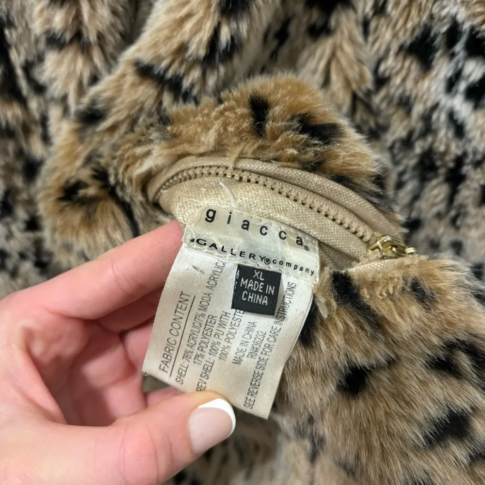 Vintage Giacca Cheetah Leopard Fur Jacket Tan Size M - Image 4