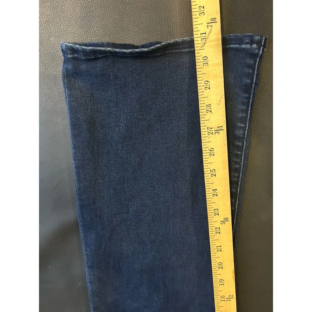 EXPRESS  Darkwash Women Jeans in size 8R Curvy Bootcut Classic Closet Stape - Image 7