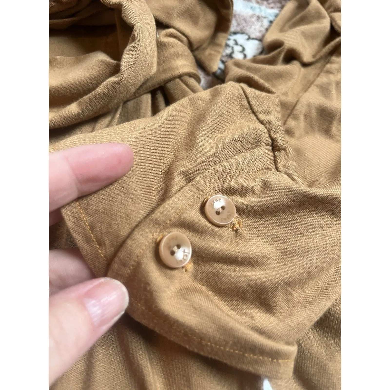 Lezat Joey Dress Womens Medium Beige Wrap Dress Mini Modal Spandex - Image 4