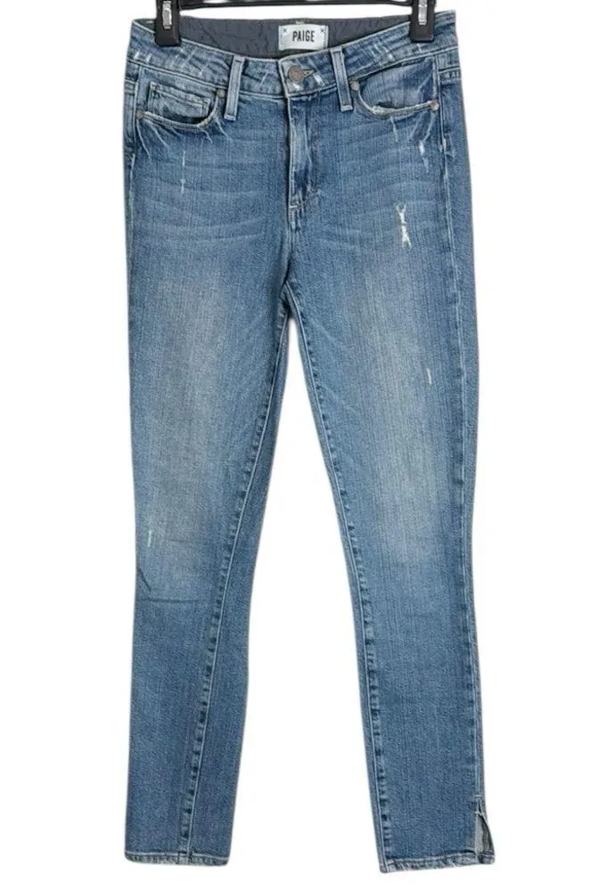 PAIGE Hoxton Ankle Peg Blue Distressed Skinny Jeans Beachwood Wash size 24 - Image 2