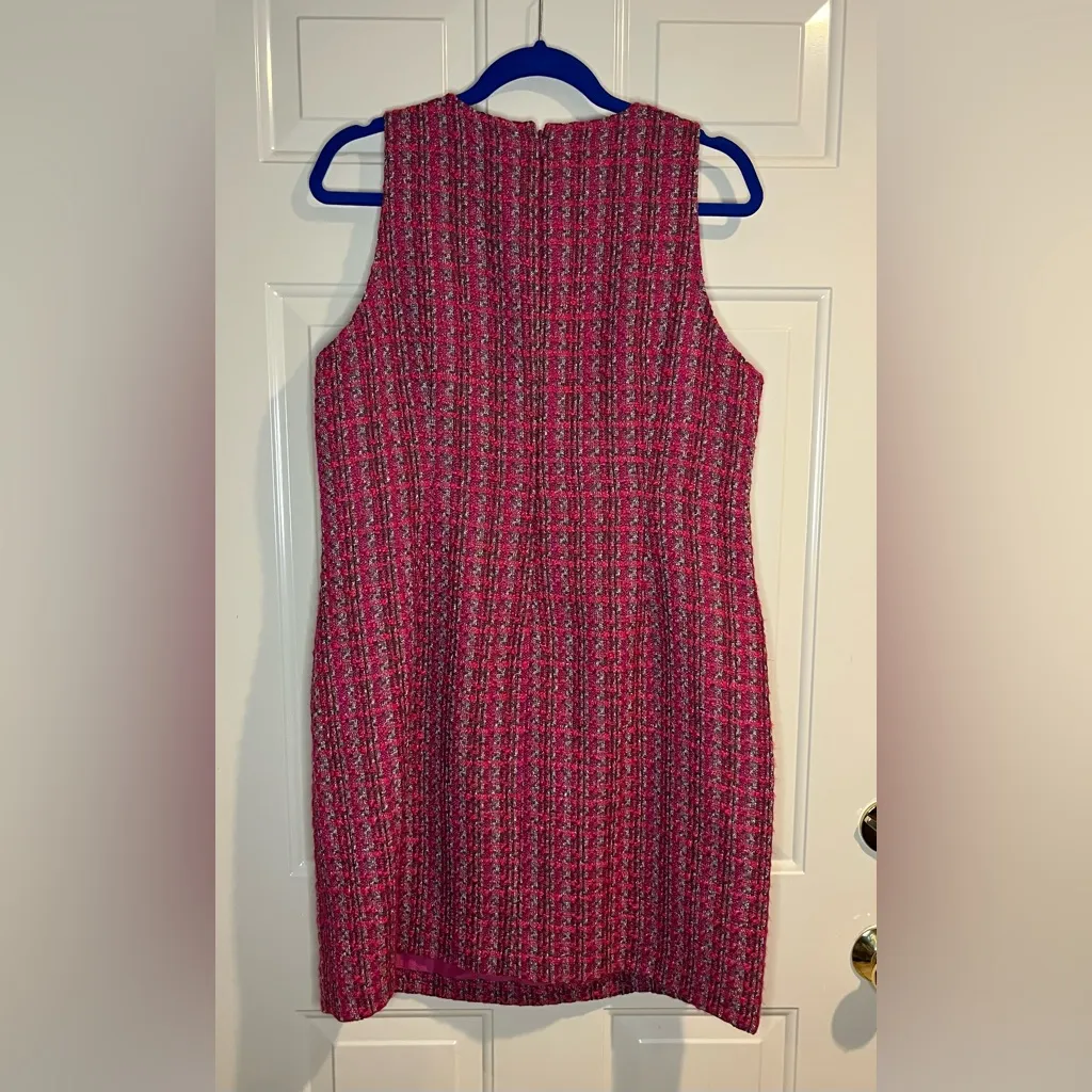 J.Crew Pink Tweed Sleeveless Sheath Dress Size 14 Like New - Image 4