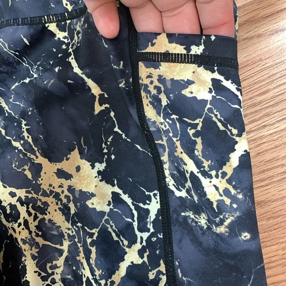 Constantly Varied Gear women's XS marble blue crop leggings gold CVG - Image 5