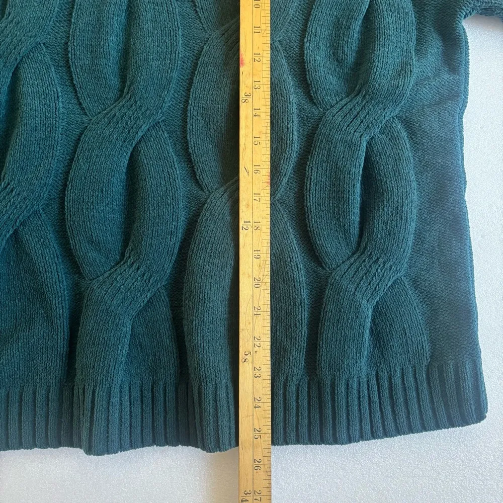 J. Jill Teal Cable Knit Chenille Sweater Petite Size Small - Image 8