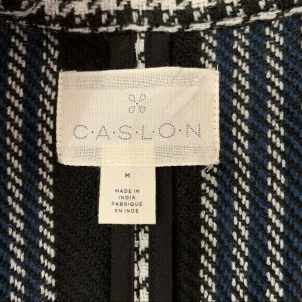 Caslon Medium Black White Houndstooth Open Front‎ Long Sleeve Lightweight Jacket - Image 6