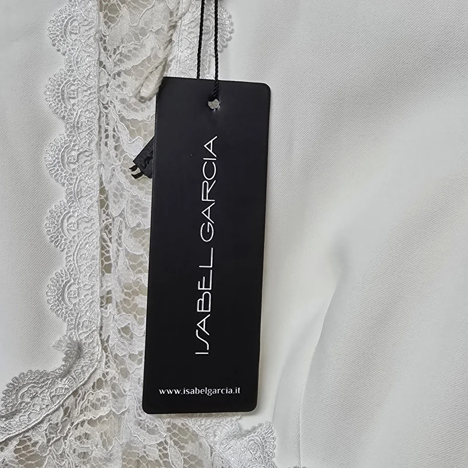 Isabel Garcia White Lace Midi Dress XS Scalloped Trim Elegant Victorian NWT - Image 7