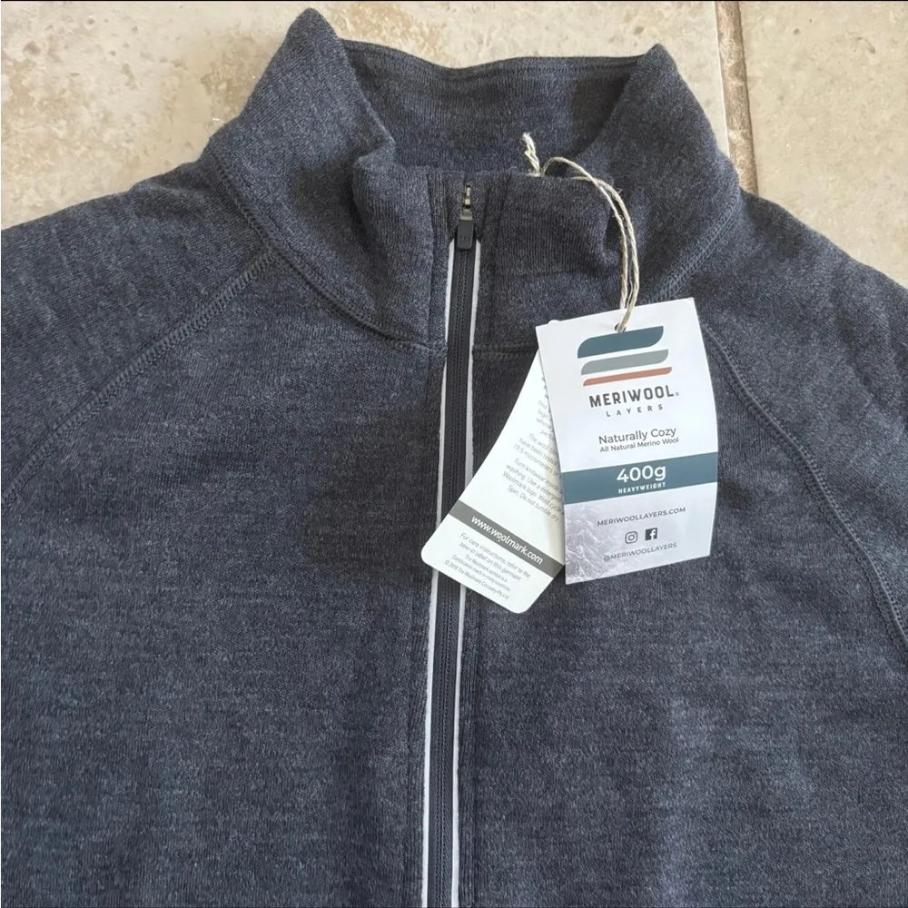 Meriwool 400g 1/4 Half Zip Pullover Sweater Womens Small Gray Merino Wool - Image 4