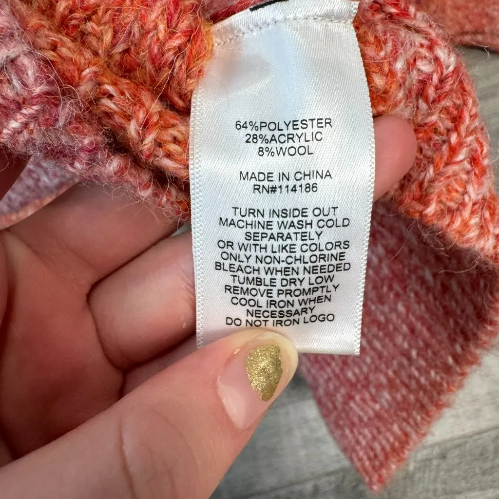 Frye + Co NWT wool blend space dyed ombre fringe womens sweater size medium I43 Pink - Image 11