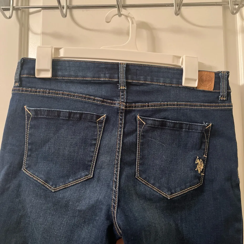 U.S. Polo Assn. Blue Denim Jean Cut Off Shorts Pockets Slim Fit Women's Size 8 - Image 9