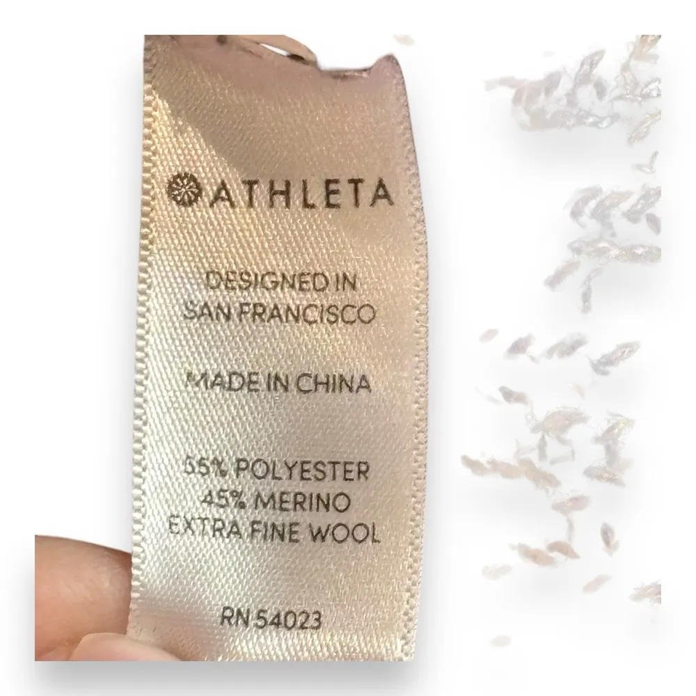 Athleta Womens Tunic Sweater XS Deep Split Hem V Neck Black Marl Wool‎ Blend - Image 4