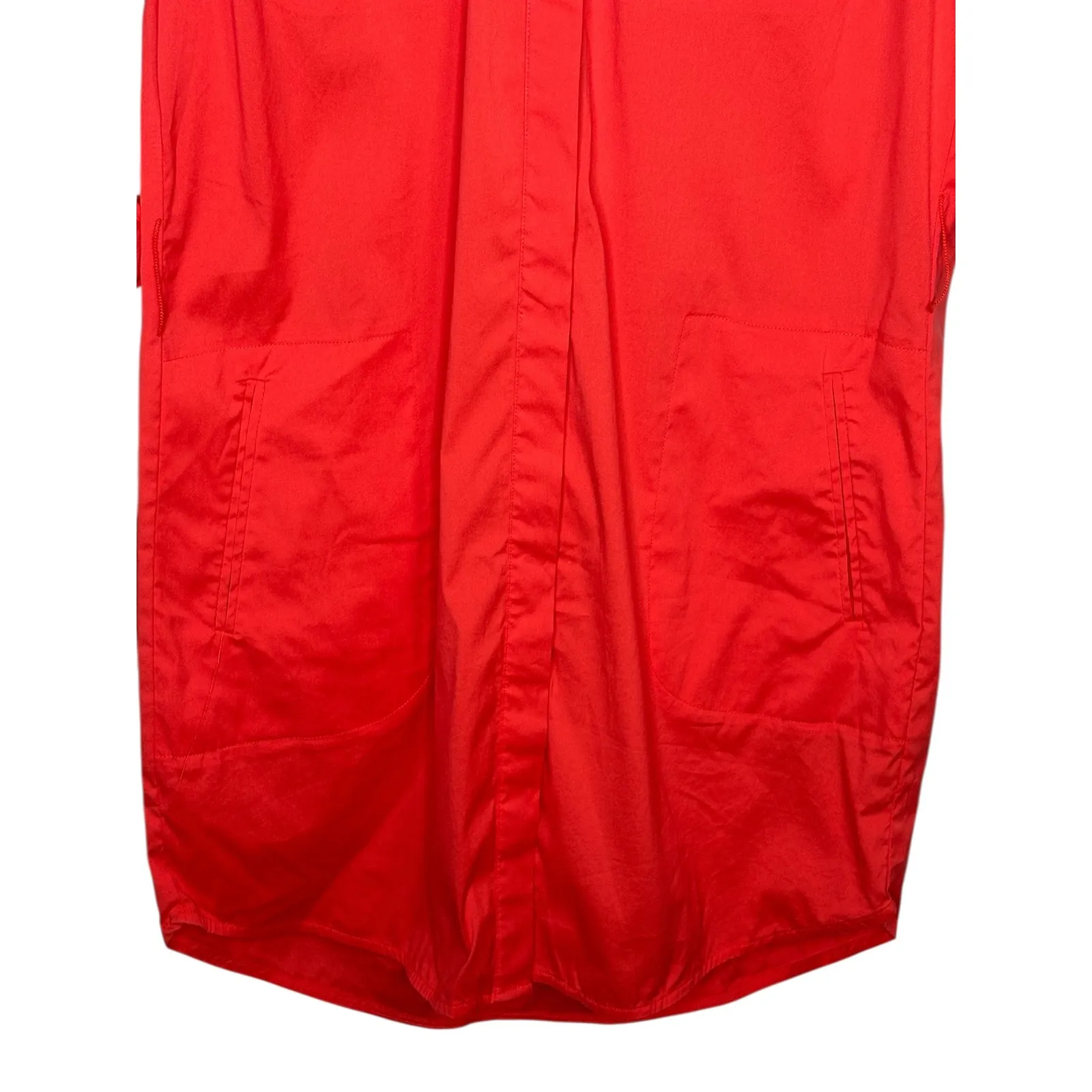 Bebe Coral Button Up Roll Tab Sleeve Shirt Dress Utility Pockets Size Small - Image 4