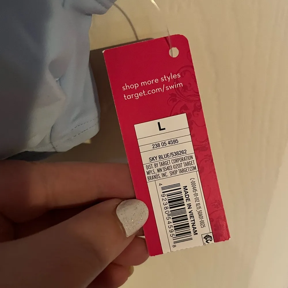 Xhiliration Light Blue Bikini Top, Size L, NWT - Image 2