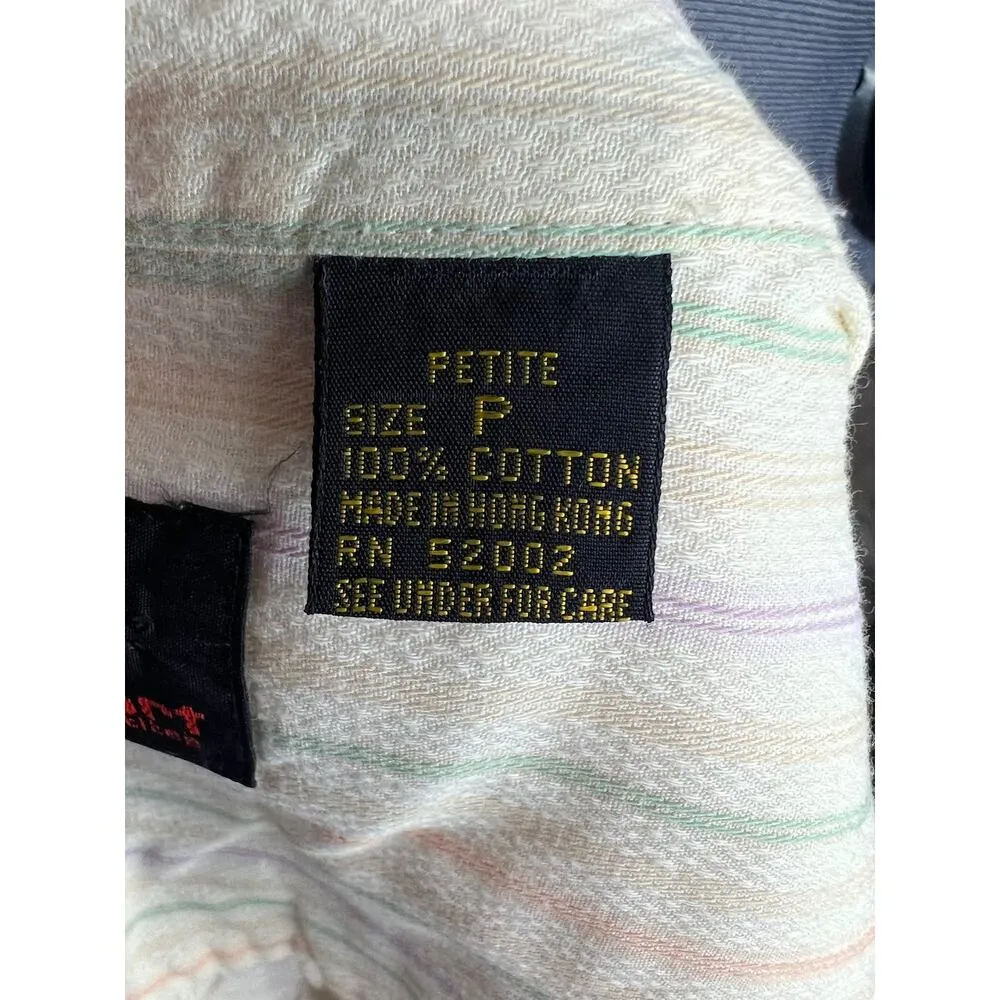 Liz Sport striped button down yellow pink green - Image 9