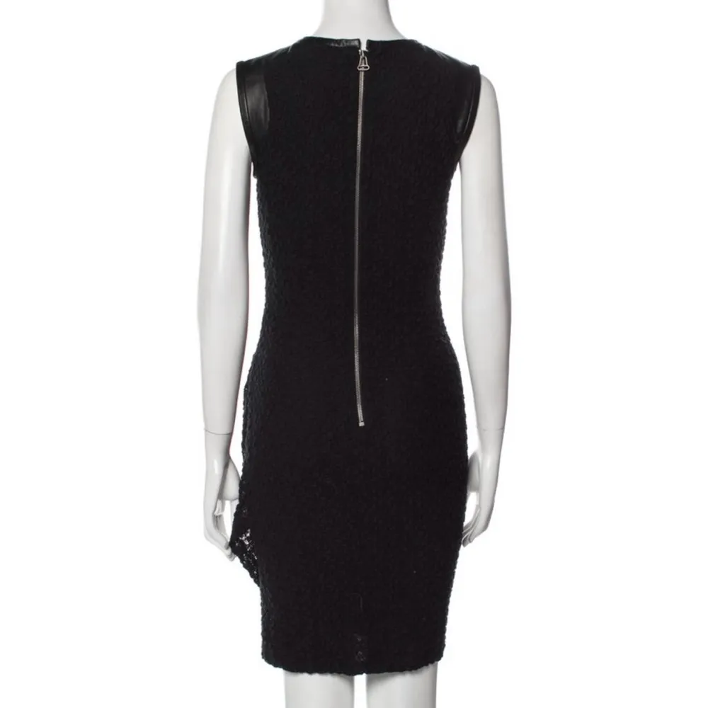 Sea New York Black Stretch Leather & Lace Sheath Dress Size 4 - Image 3