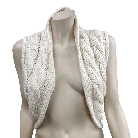 Bebe Y2K Era Ivory Chunky Knit Crop Fit Cardigan Vest White Size undefined - Image 1