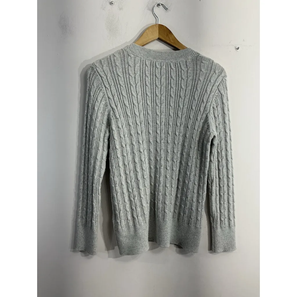 Womans Charter Club Long Sleeve Pullover Sweater Medium Silver Sparkly Mock Neck - Image 2