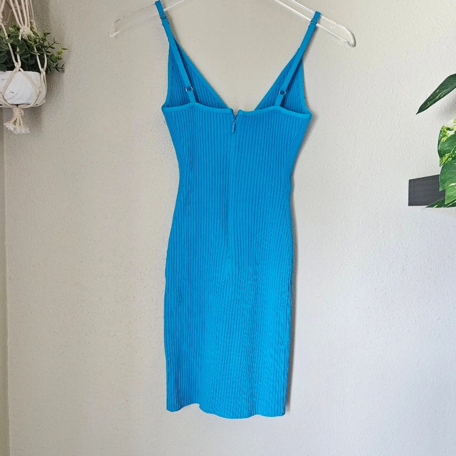 DAVID KOMA For Mini Dress in Blue Ribbed Size Small‎ Cutout Detail Tank Dress - Image 8