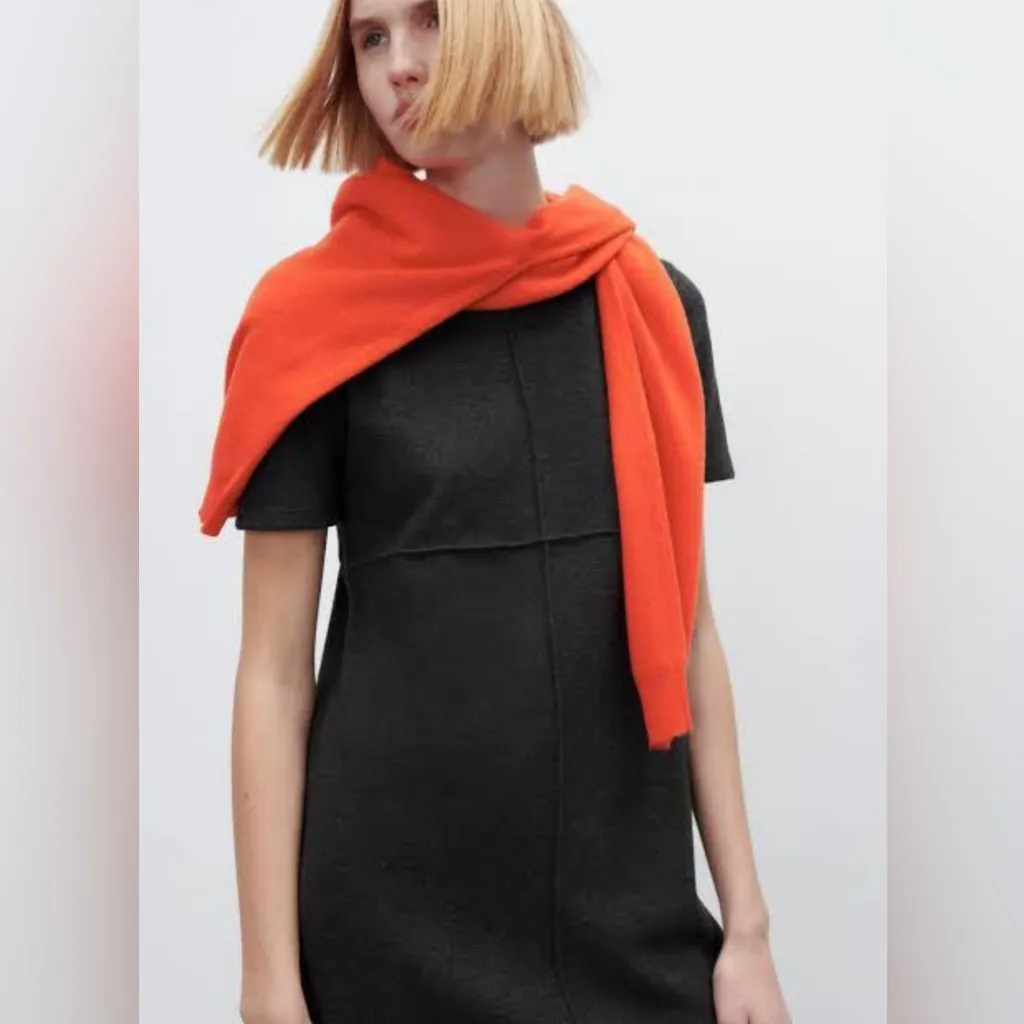 ZARA Dark Gray Short Sleeve Crewneck Cotton Blend Soft Mini Dress‎ Size Small - Image 3