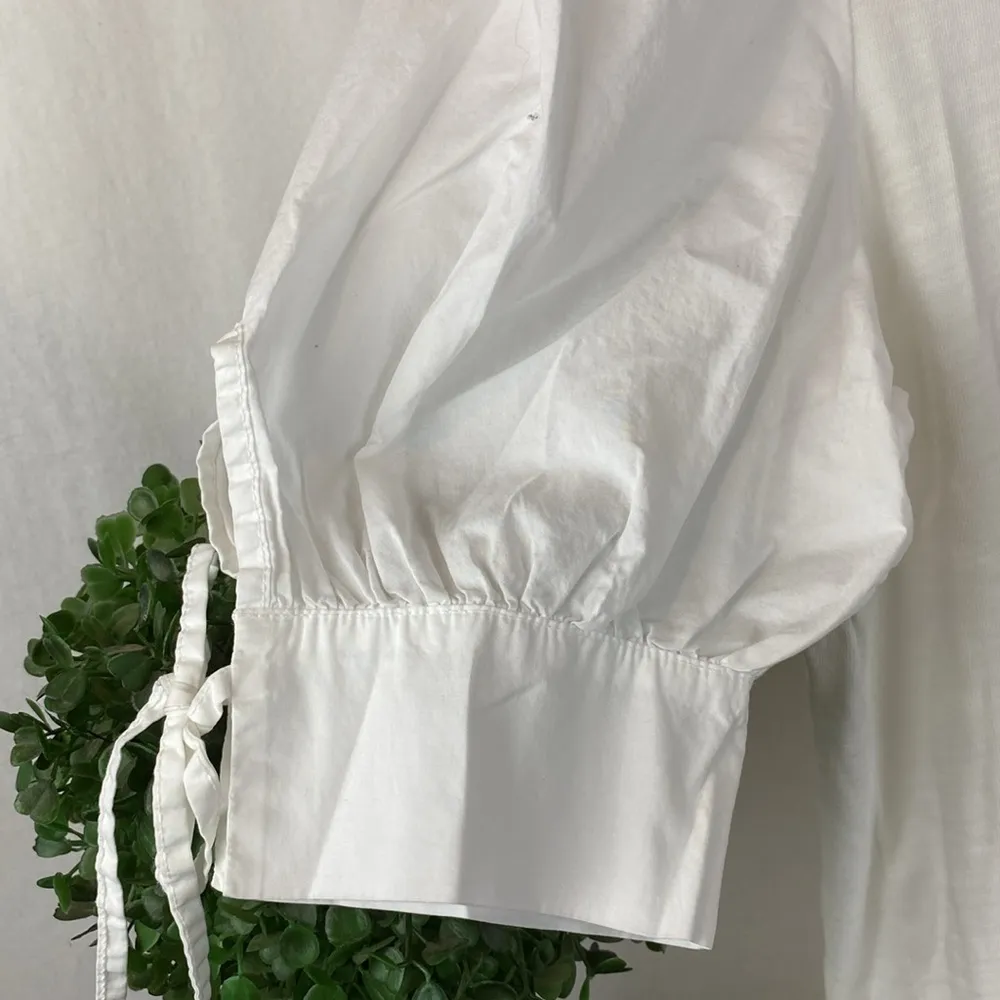 Nation White Short Sleeve V Neck Tee Shirt Mini Dress NEW M - Image 3