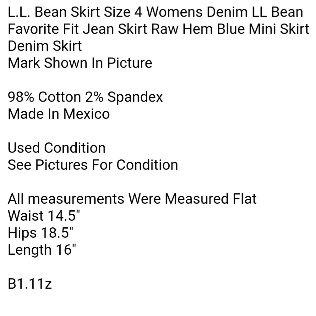 L.L. Bean Skirt Size 4 Womens Denim LL Bean Favorite Fit Jean Skirt Raw Hem Blue Mini Skirt Denim Skirt  - Image 7