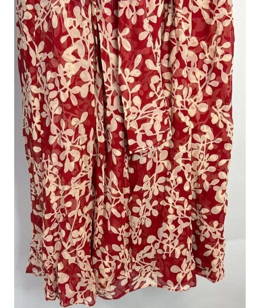 Donna Ricco Pomegranate Floral Silk Sweetheart Neck Empire Waist Dress Women's 8 - Image 5