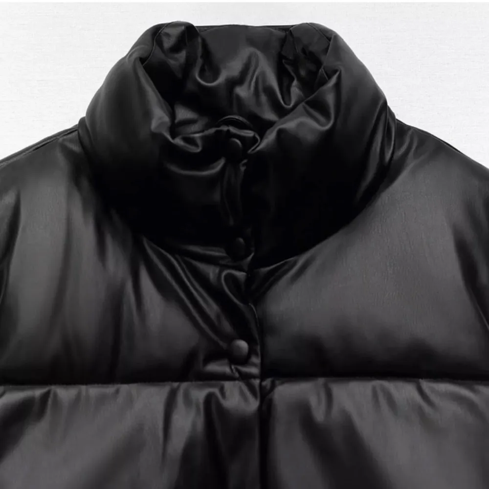 Zara Faux Lether Puffer Vest Black Size XS NEW - Image 11